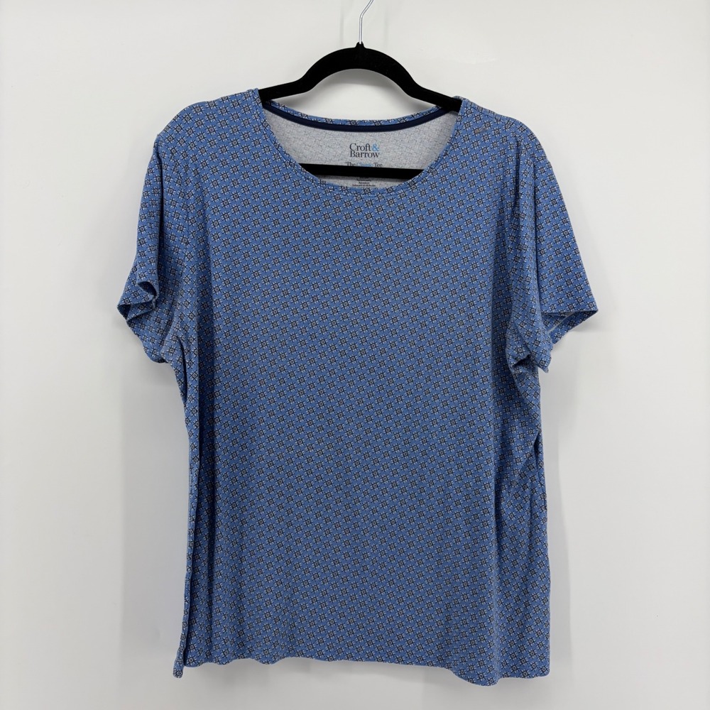 Croft & Barrow The Classic Tee Blue Geometric Print Short Sleeve‎ Women's XXL